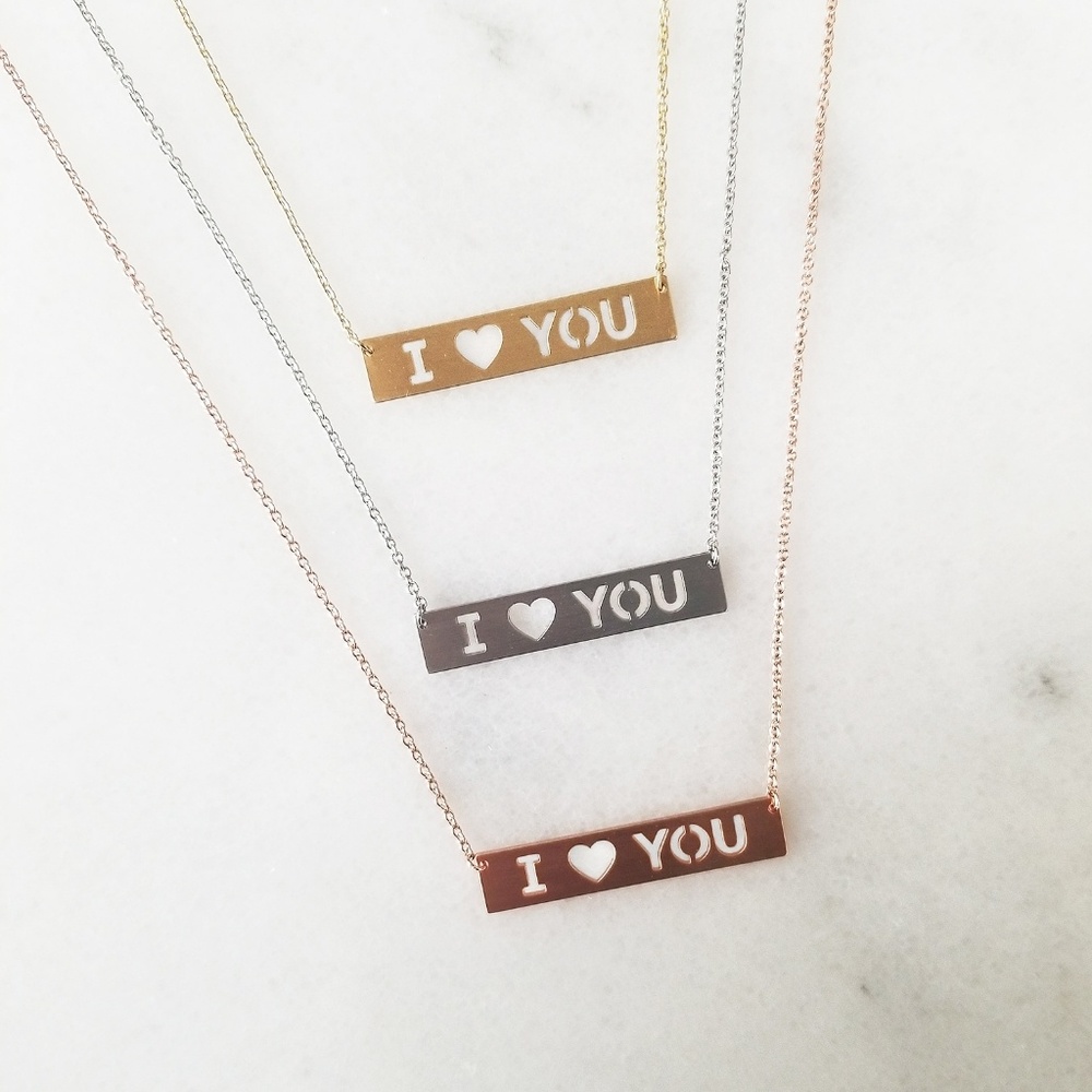 Rose Gold "I Love You" Necklace